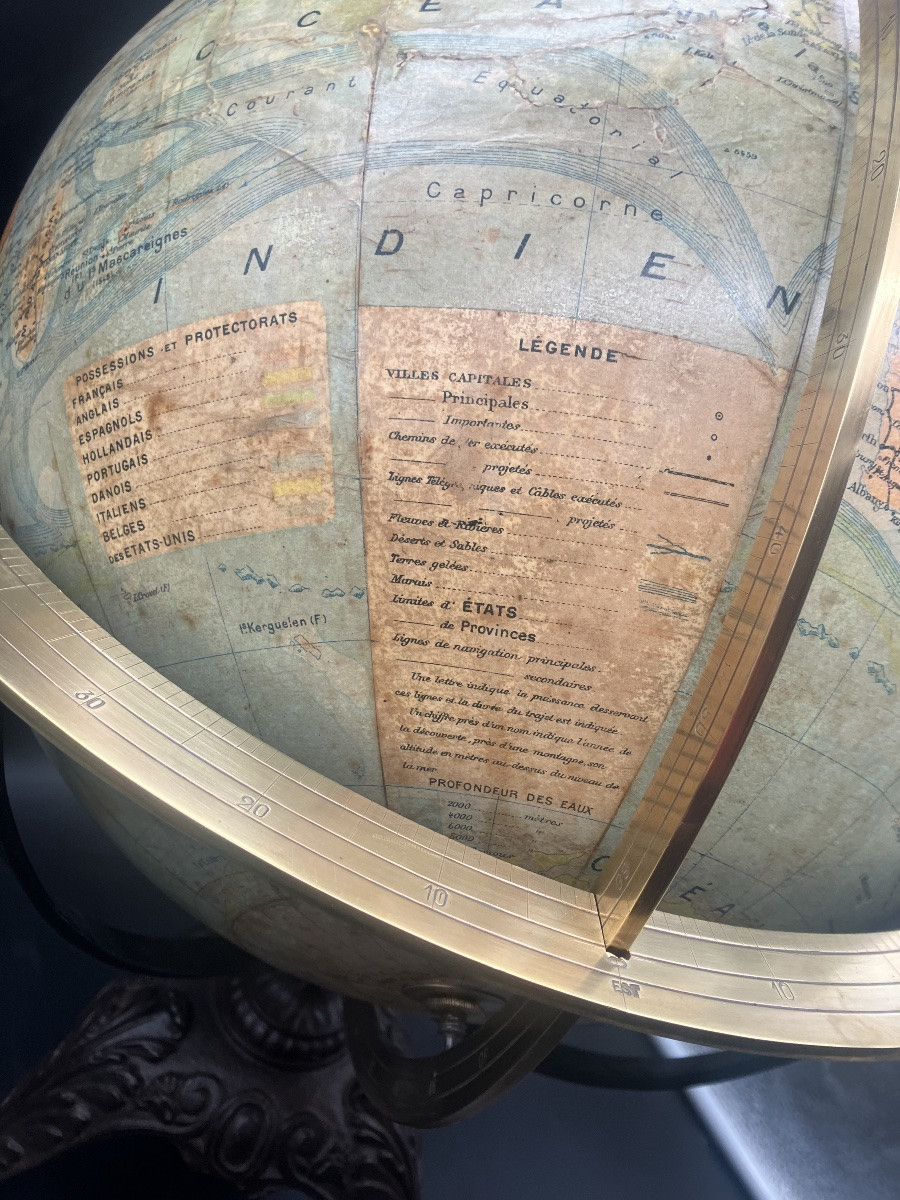 Forest Globe, Cast Iron Base, Early 20th Century-photo-1