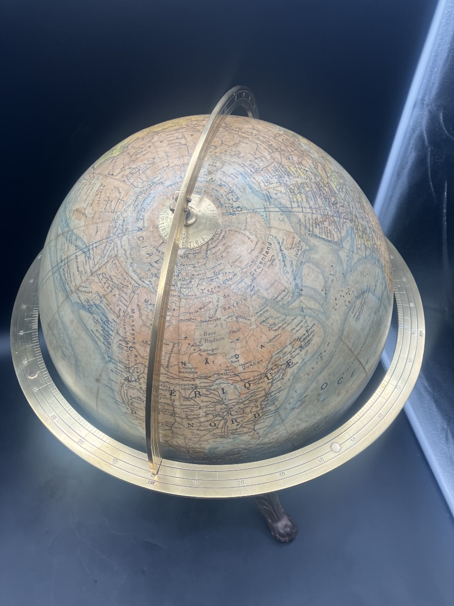 Forest Globe, Cast Iron Base, Early 20th Century-photo-2