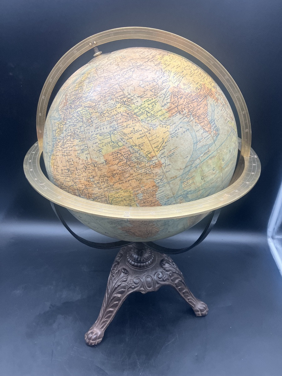 Forest Globe, Cast Iron Base, Early 20th Century-photo-3