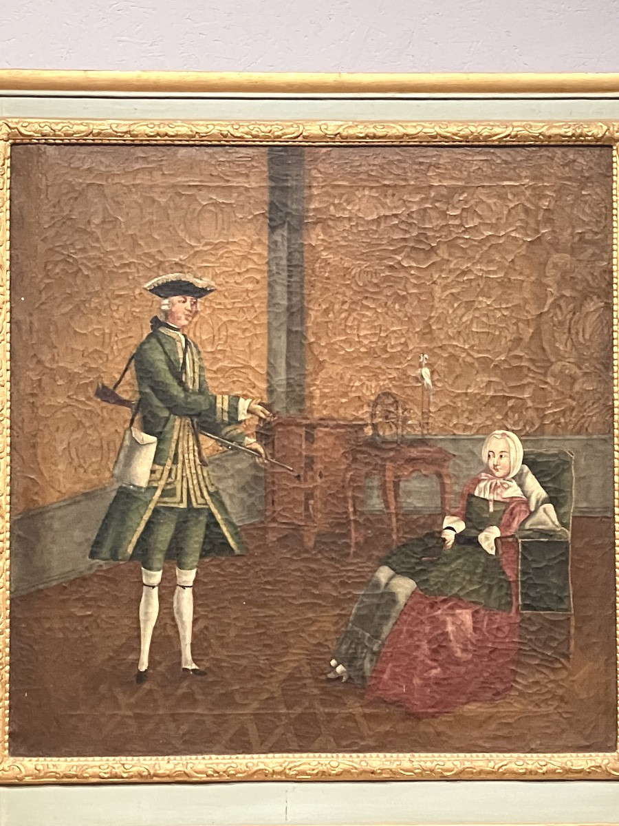 Louis XVI Period Trumeau, 156 X 113 Cm, With Painting Of A Hunting Scene -photo-2