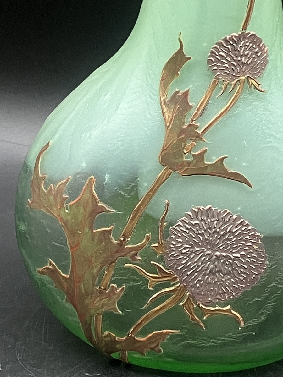 Montjoye Théodore Legras Vase art nouveau aux chardons -photo-4