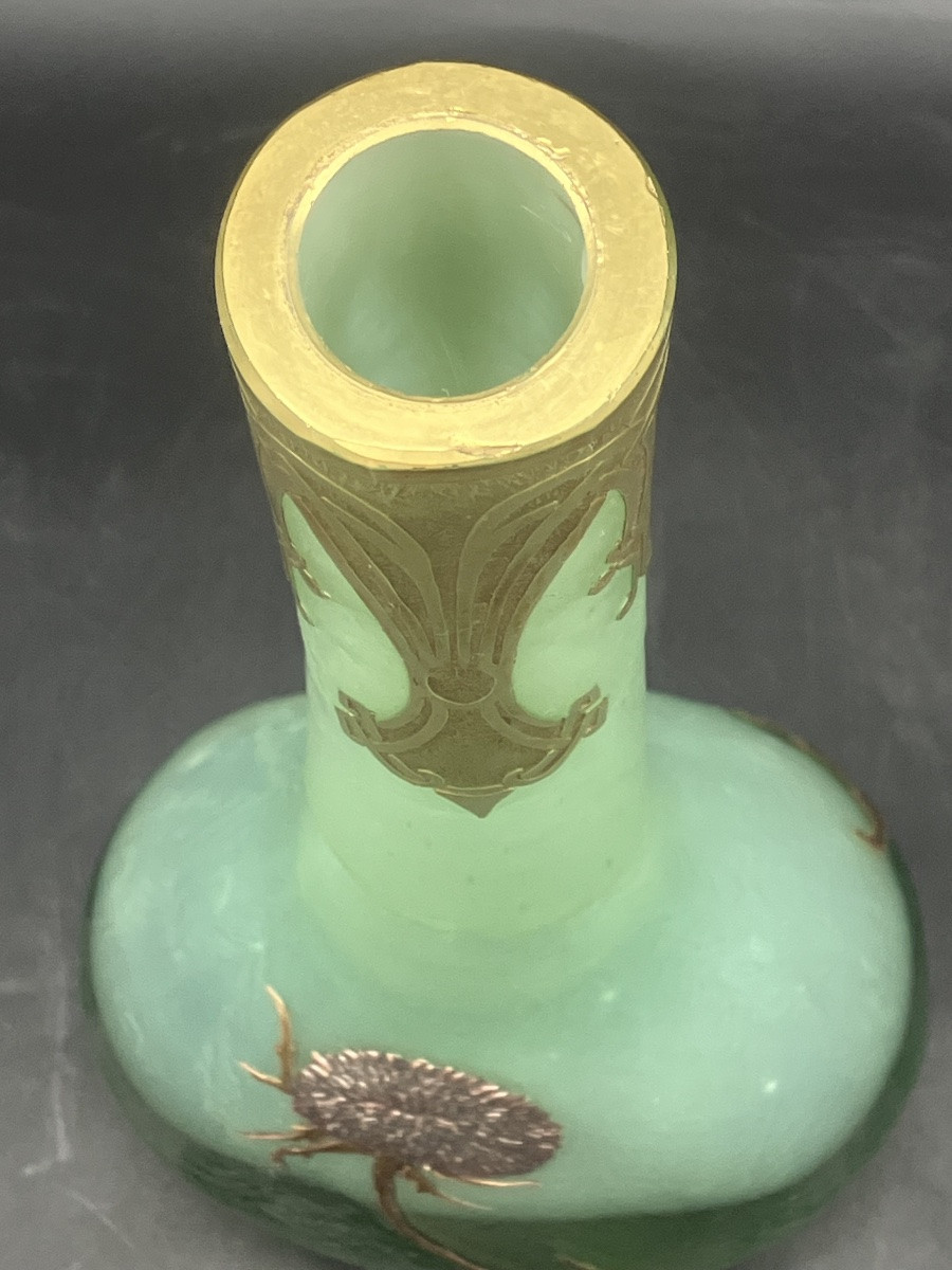 Montjoye Théodore Legras Vase art nouveau aux chardons -photo-2