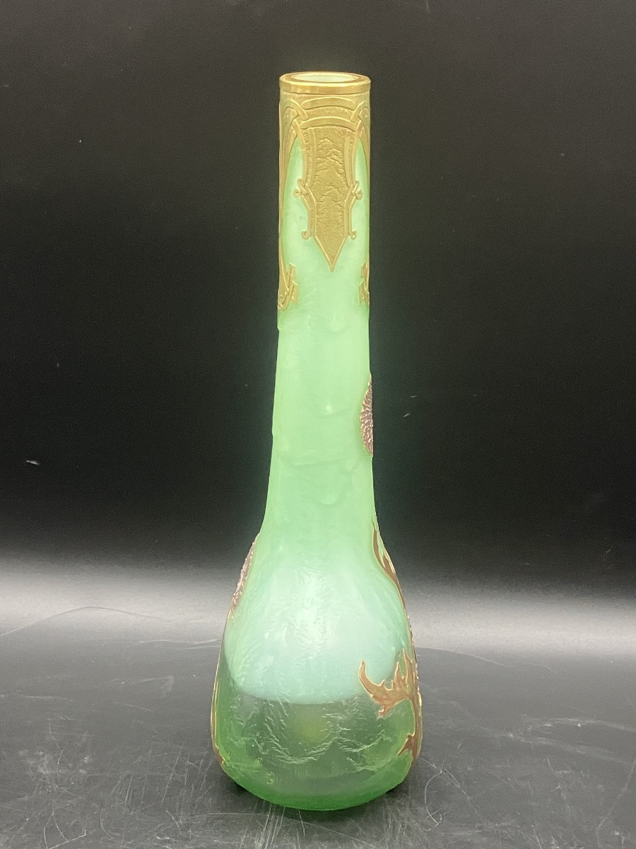 Montjoye Théodore Legras Vase art nouveau aux chardons -photo-6