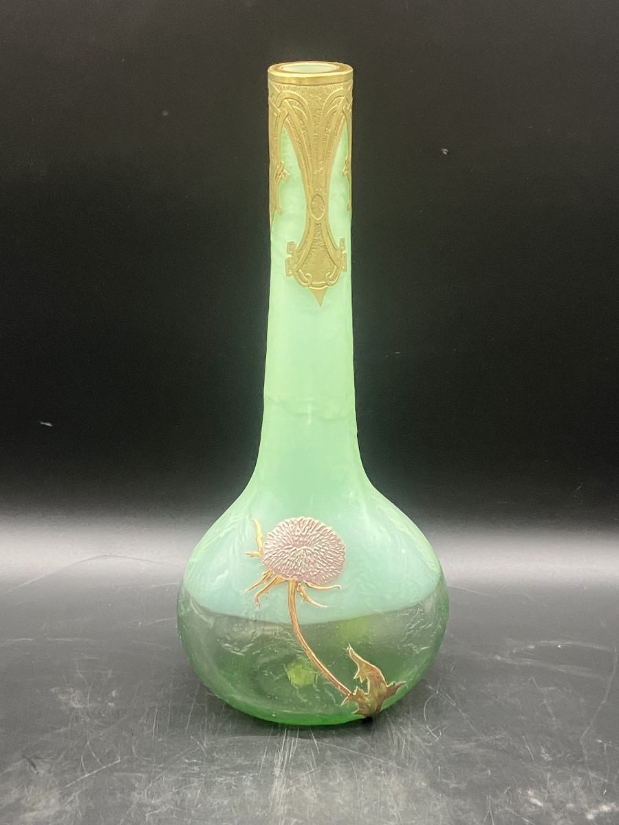 Montjoye Théodore Legras Vase art nouveau aux chardons -photo-7