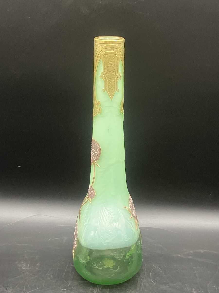 Montjoye Théodore Legras Vase art nouveau aux chardons -photo-8