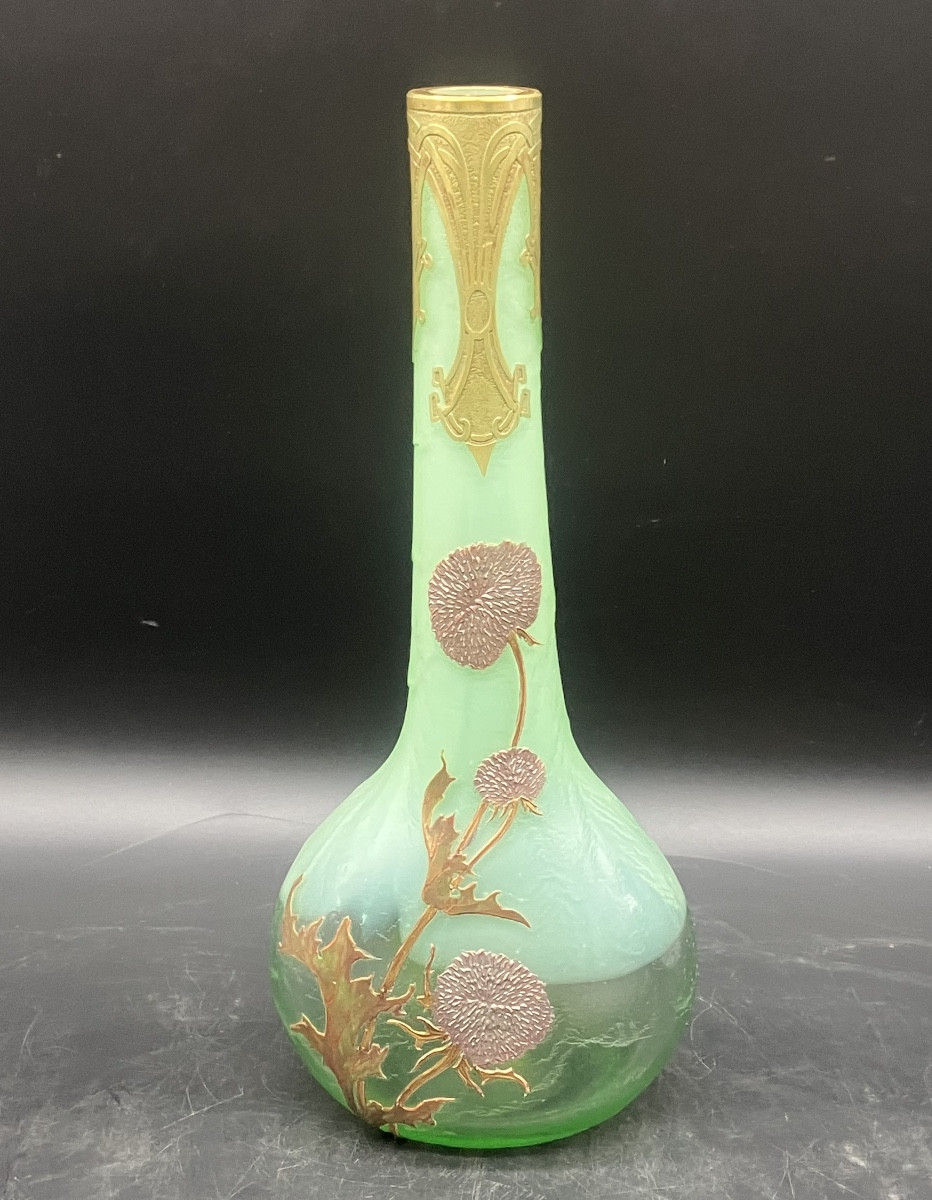 Montjoye Théodore Legras Vase art nouveau aux chardons 