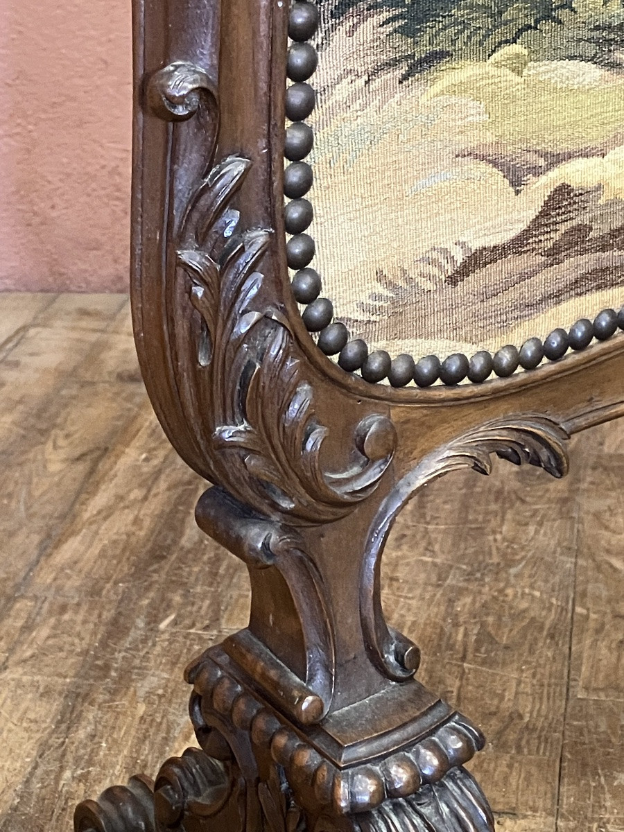 Spark Guard, Fire Screen, Tapestry, And Rosewood -photo-2