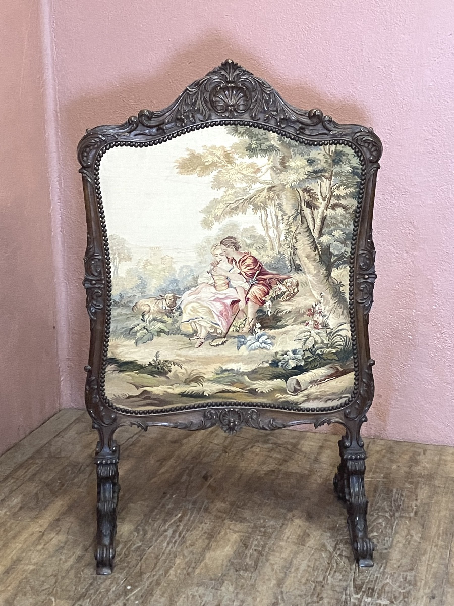 Spark Guard, Fire Screen, Tapestry, And Rosewood 