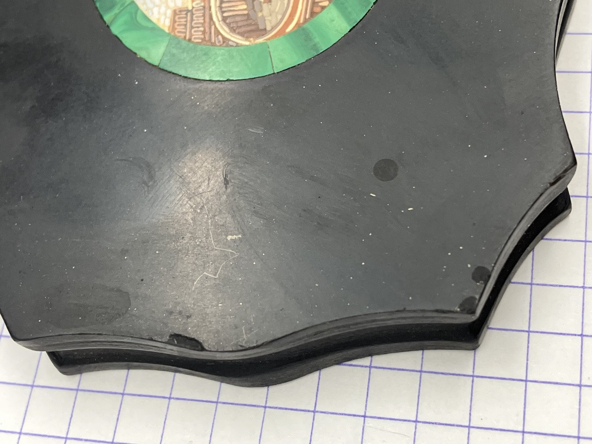 Presse papier Micro mosaïque Rome Place Saint Pierre Marbre Romain 19eme Grand Tour-photo-1