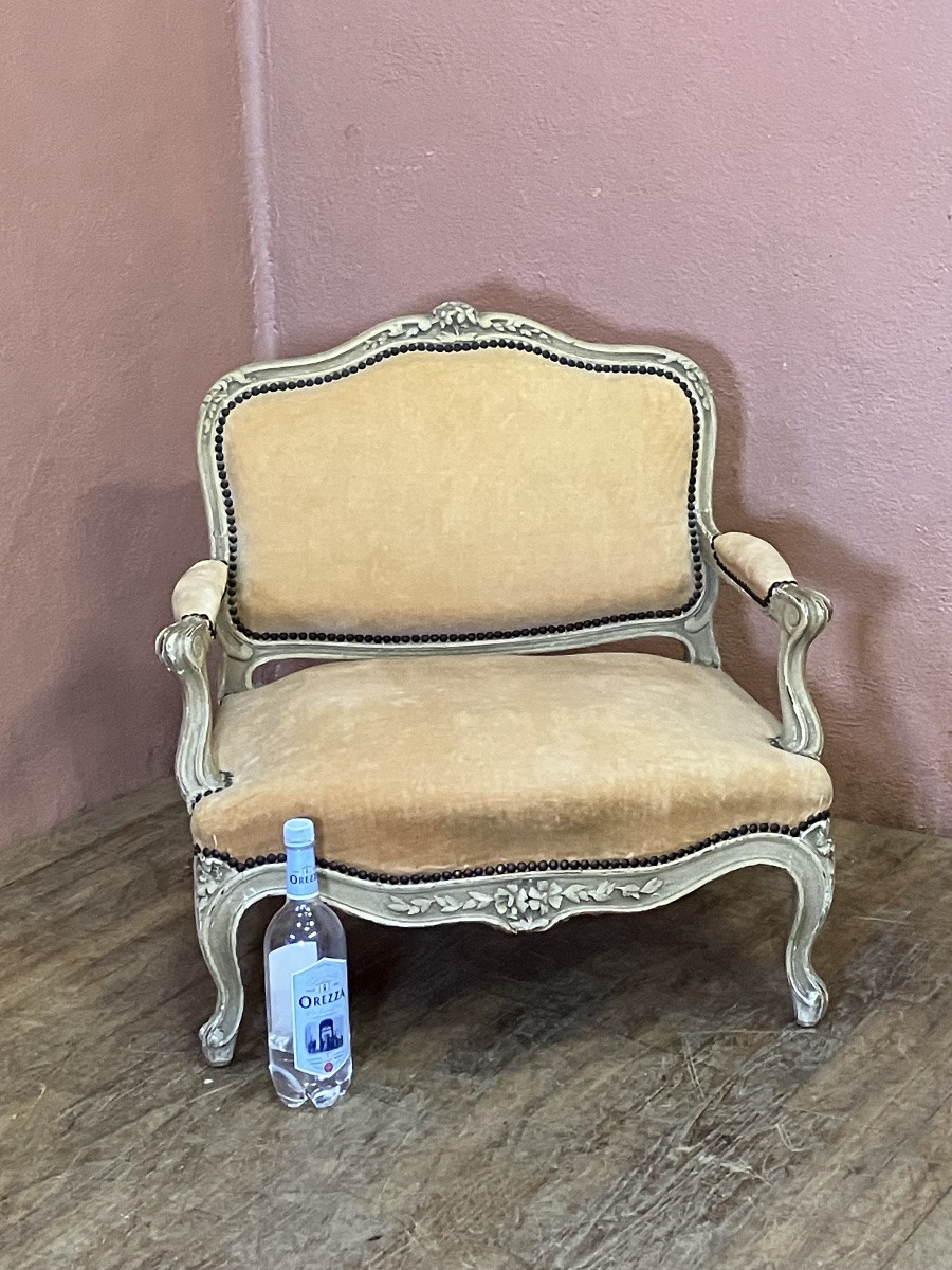 Marquise basse Chauffeuse style Louis XV pour devant de feu ou chien ou chat-photo-2