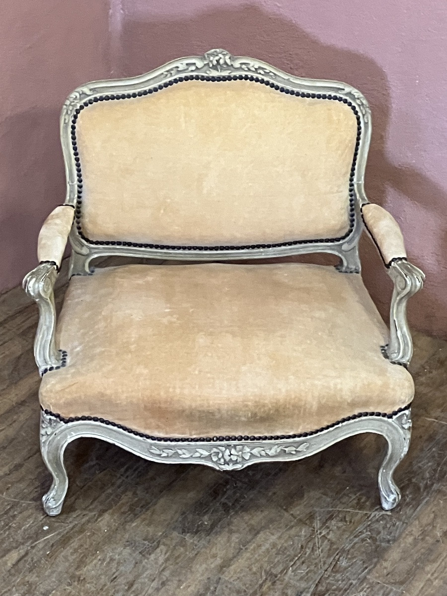 Marquise basse Chauffeuse style Louis XV pour devant de feu ou chien ou chat-photo-1