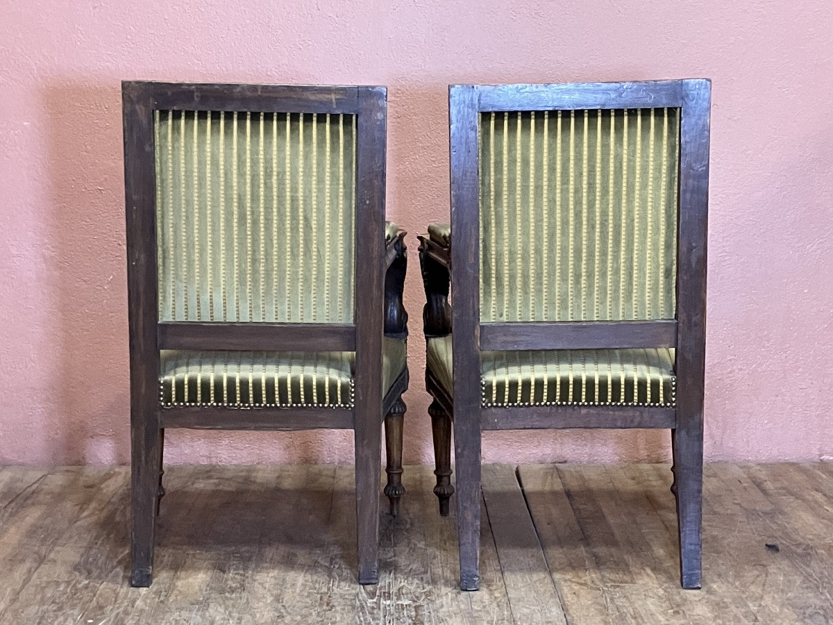 Paire de fauteuils empire retour d'Egypte décor sphinges-photo-6