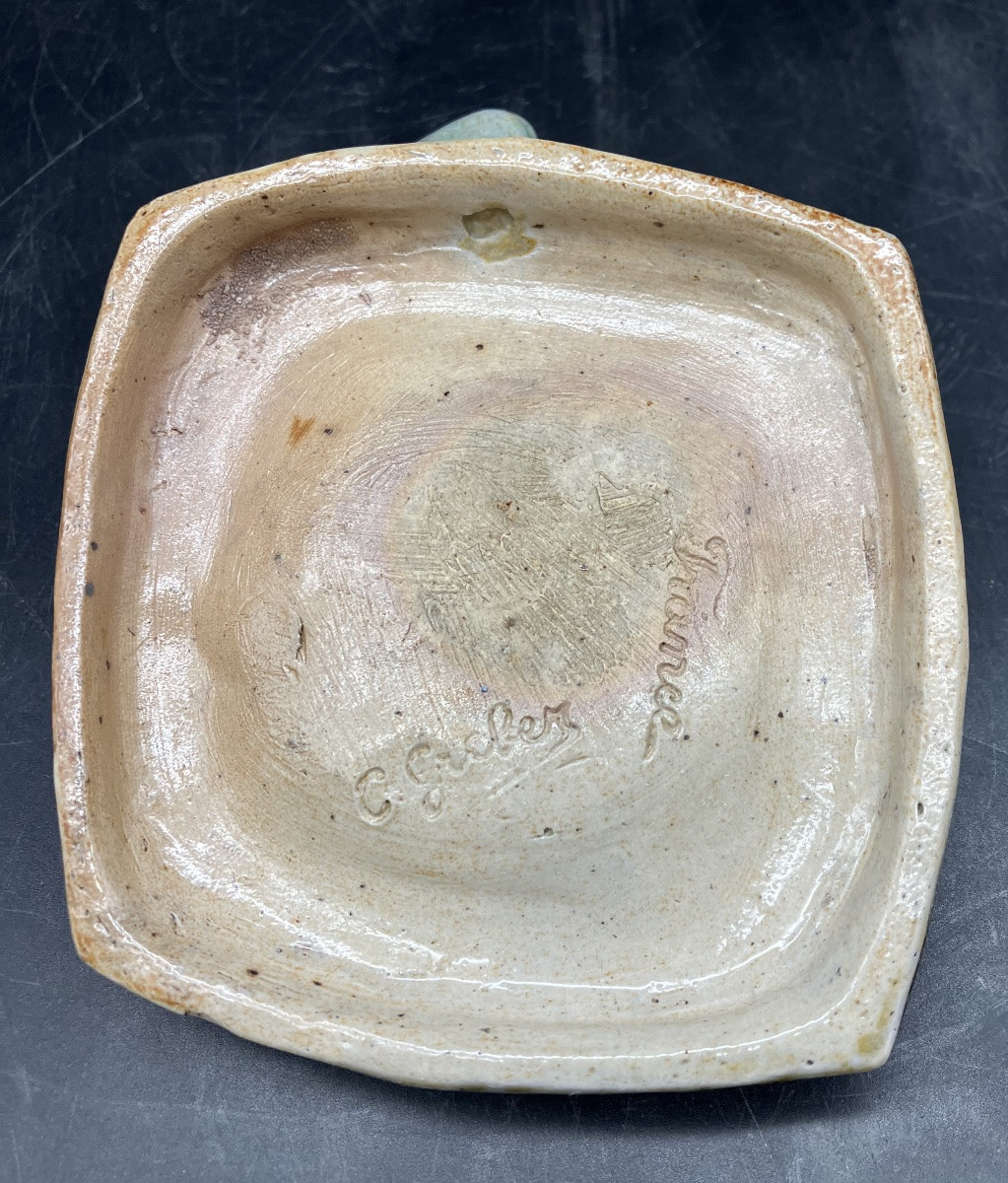 Charles Greber Cendrier art nouveau en grès au lézard céramique Beauvais-photo-2