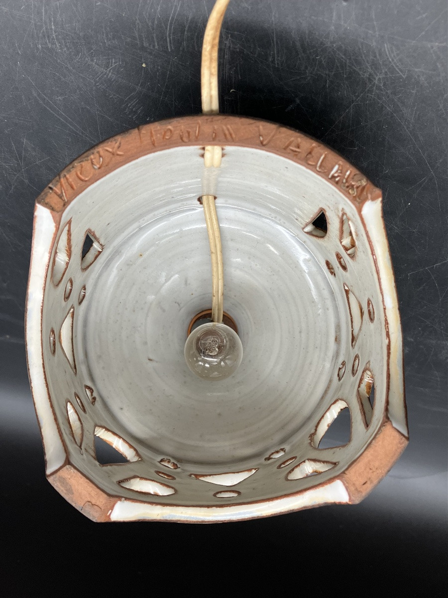 Robert Perot Lamp, Vieux Moulin Vallauris Malarmey, Openwork Ceramic, 1950s-photo-1