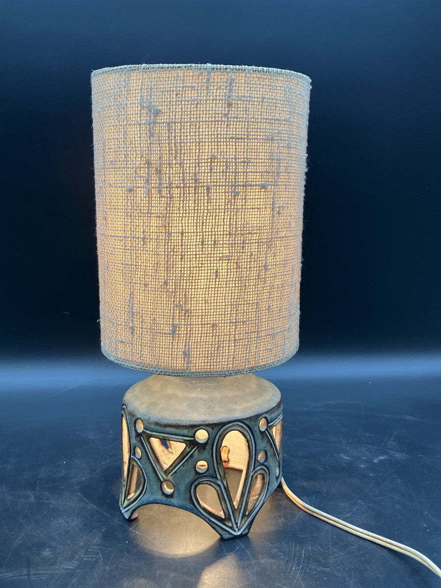 Robert Perot Lamp, Vieux Moulin Vallauris Malarmey, Openwork Ceramic, 1950s-photo-3