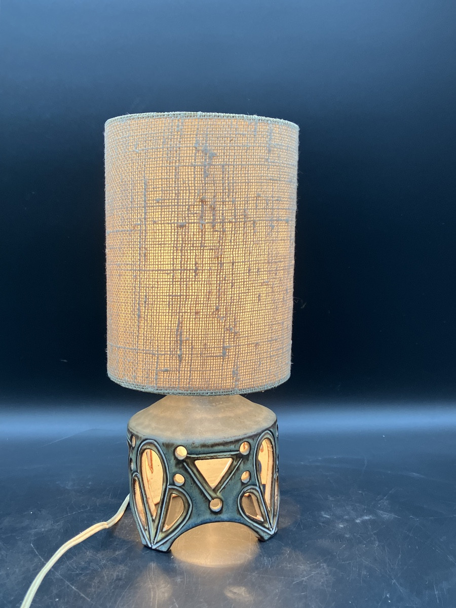 Robert Perot Lamp, Vieux Moulin Vallauris Malarmey, Openwork Ceramic, 1950s