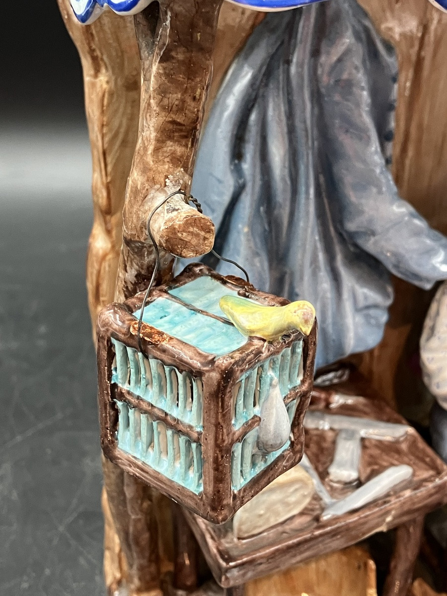 Saint Clément , le sabotier groupe en faïence polychrome-photo-4