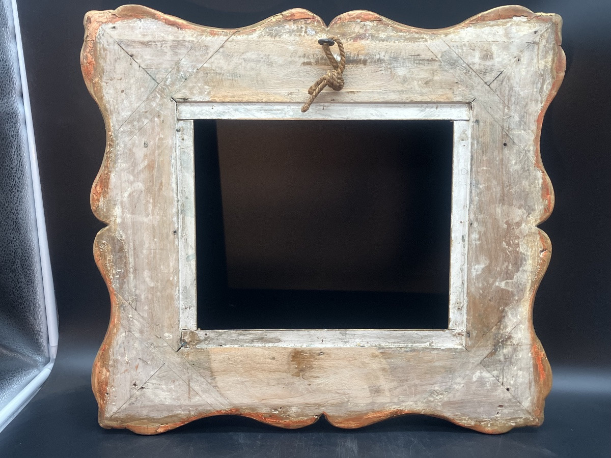 cadre Napoléon III feuillure 27,7 x 32,5 cm en bois et stuc doré -photo-2