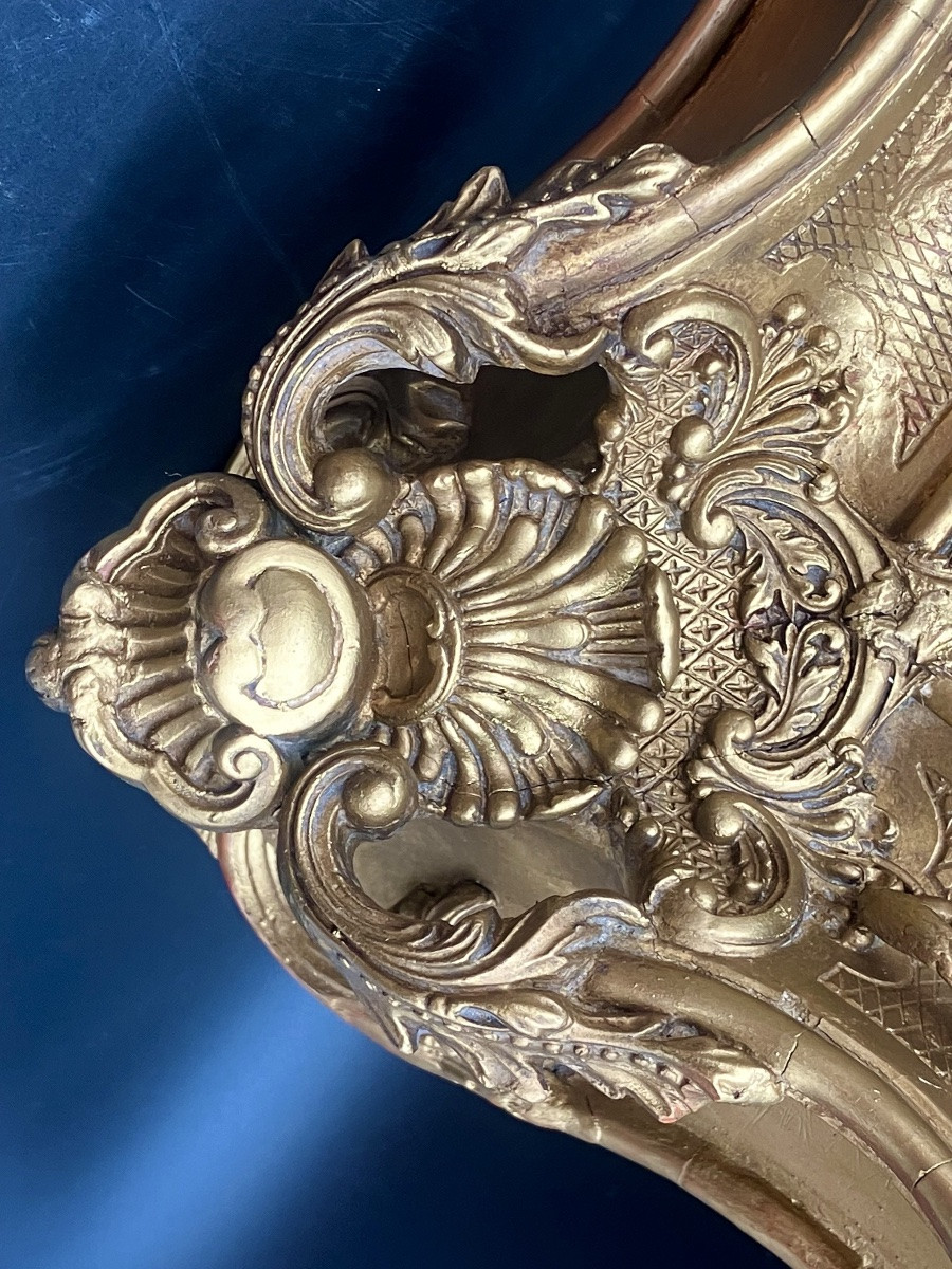 cadre Napoléon III feuillure 27,7 x 32,5 cm en bois et stuc doré -photo-2