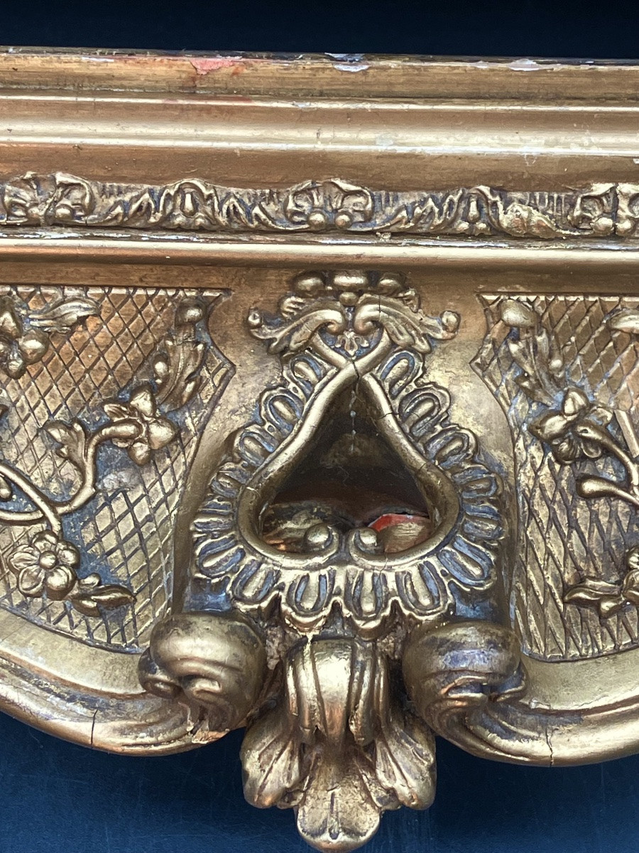 cadre Napoléon III feuillure 27,7 x 32,5 cm en bois et stuc doré -photo-3