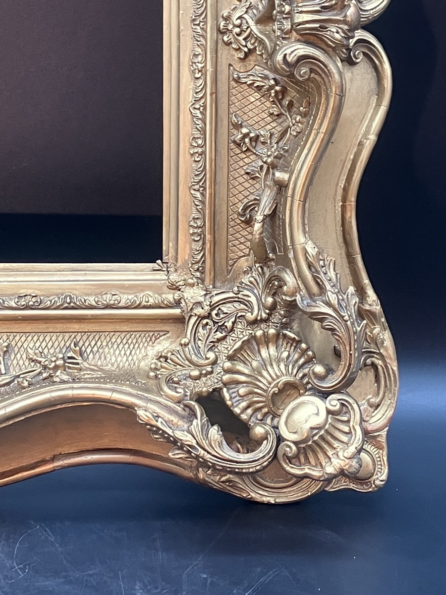 cadre Napoléon III feuillure 27,7 x 32,5 cm en bois et stuc doré -photo-4