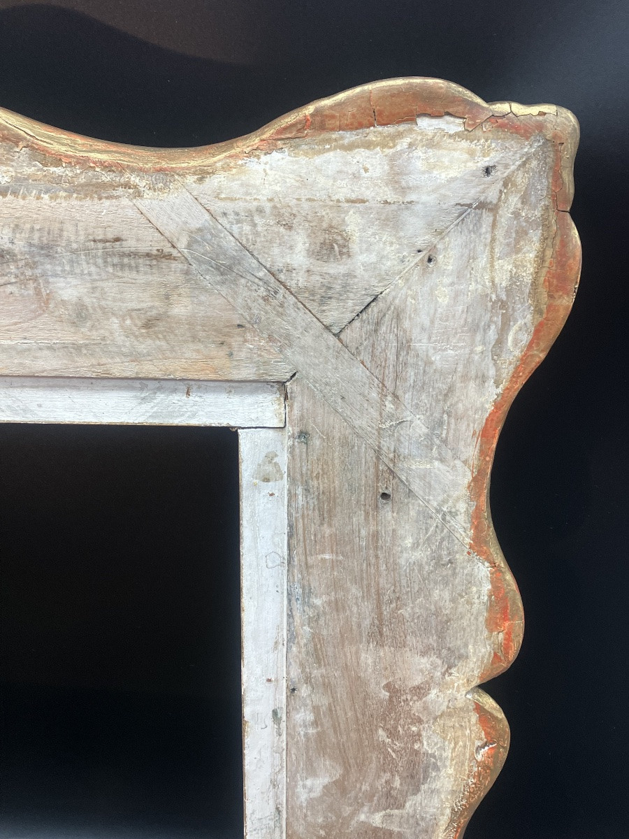 cadre Napoléon III feuillure 27,7 x 32,5 cm en bois et stuc doré -photo-6