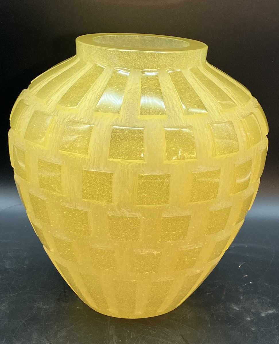 Daum Art Deco Style Crystal Vase  -photo-2