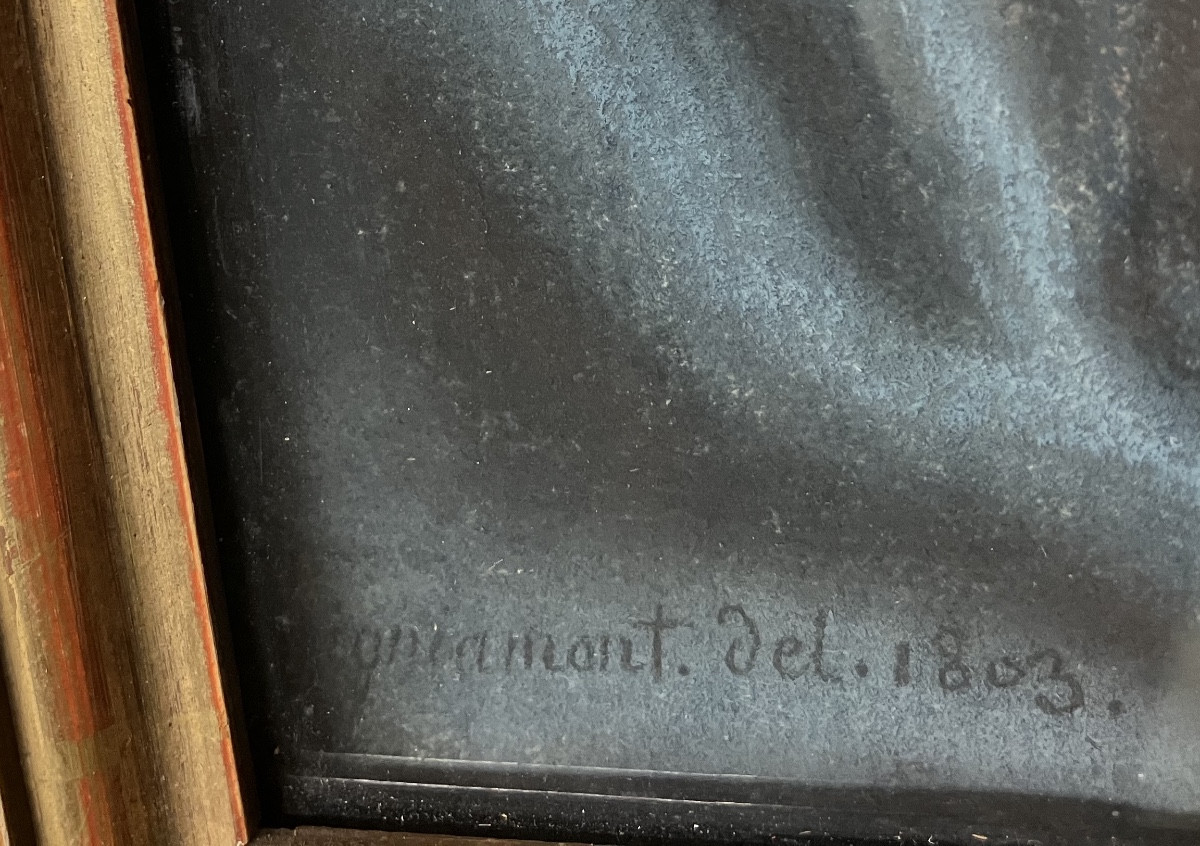 Portrait féminin au Pastel début XIXème siècle Jeune femme partiellement dénudée-photo-6