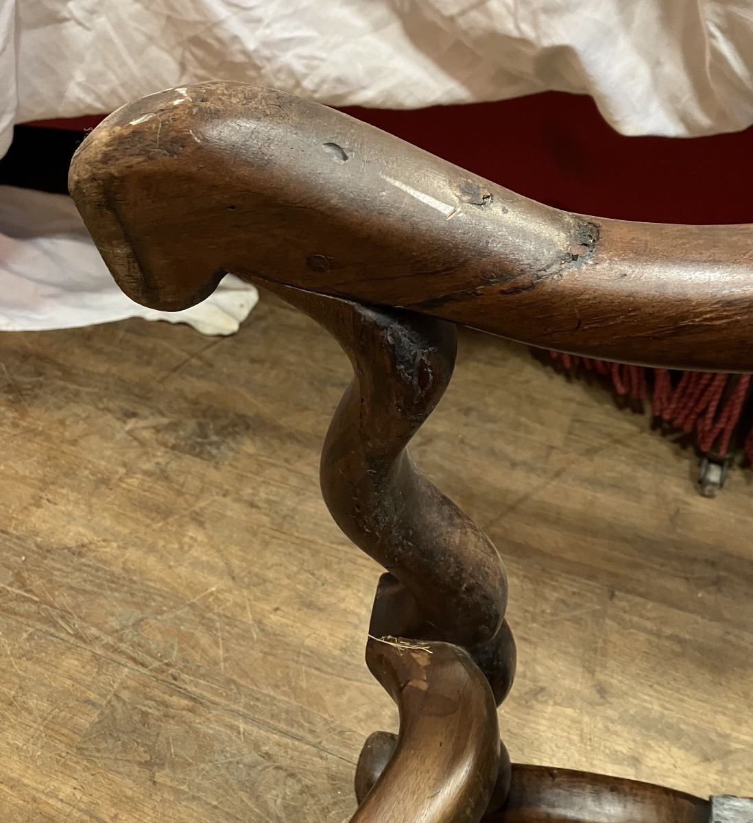 Pair Of Louis XIV Period Armchairs In Walnut Mouton Bone-photo-3