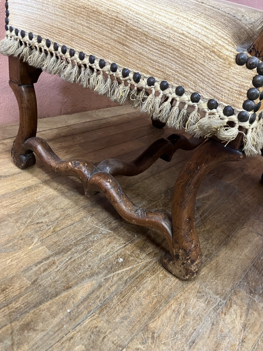 Pair Of Louis XIV Period Armchairs In Walnut Mouton Bone-photo-7