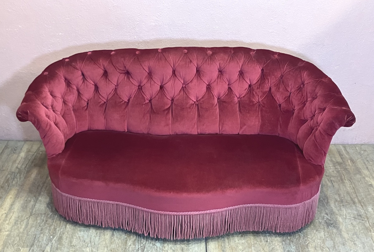 Napoleon III 3-seater Sofa With English-style Upholstery-photo-2