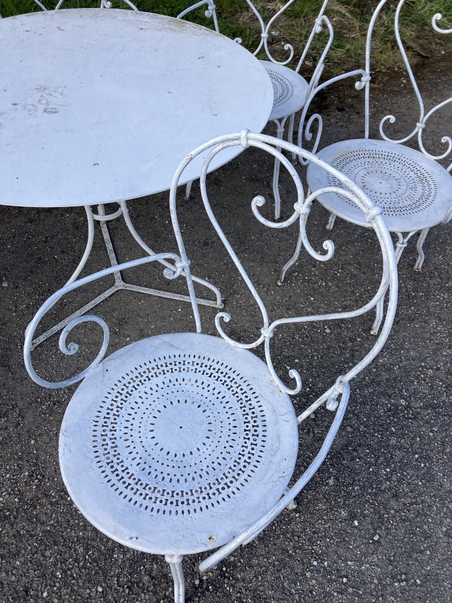Wrought-iron Garden Furniture 4 Armchairs 2 Chairs 1 Table-photo-3