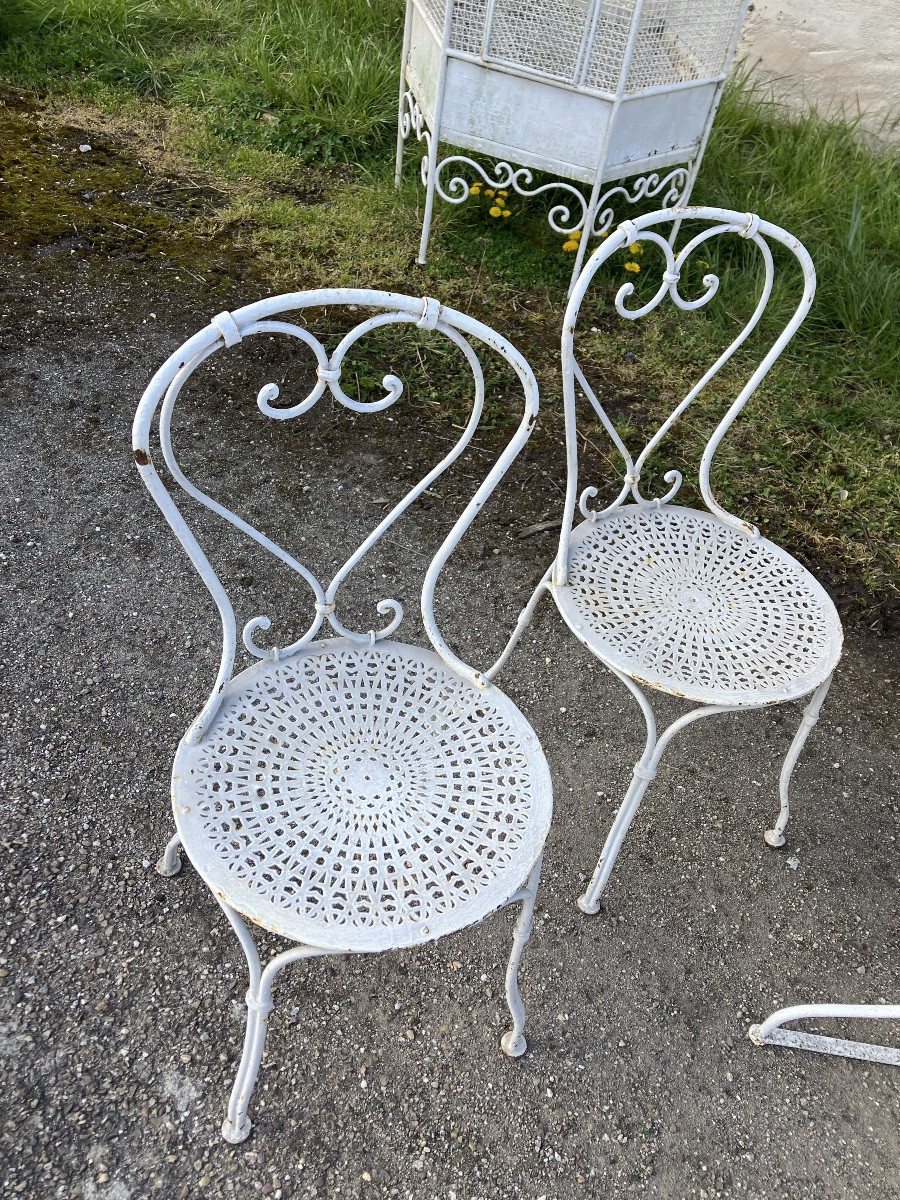 Wrought-iron Garden Furniture 4 Armchairs 2 Chairs 1 Table-photo-4