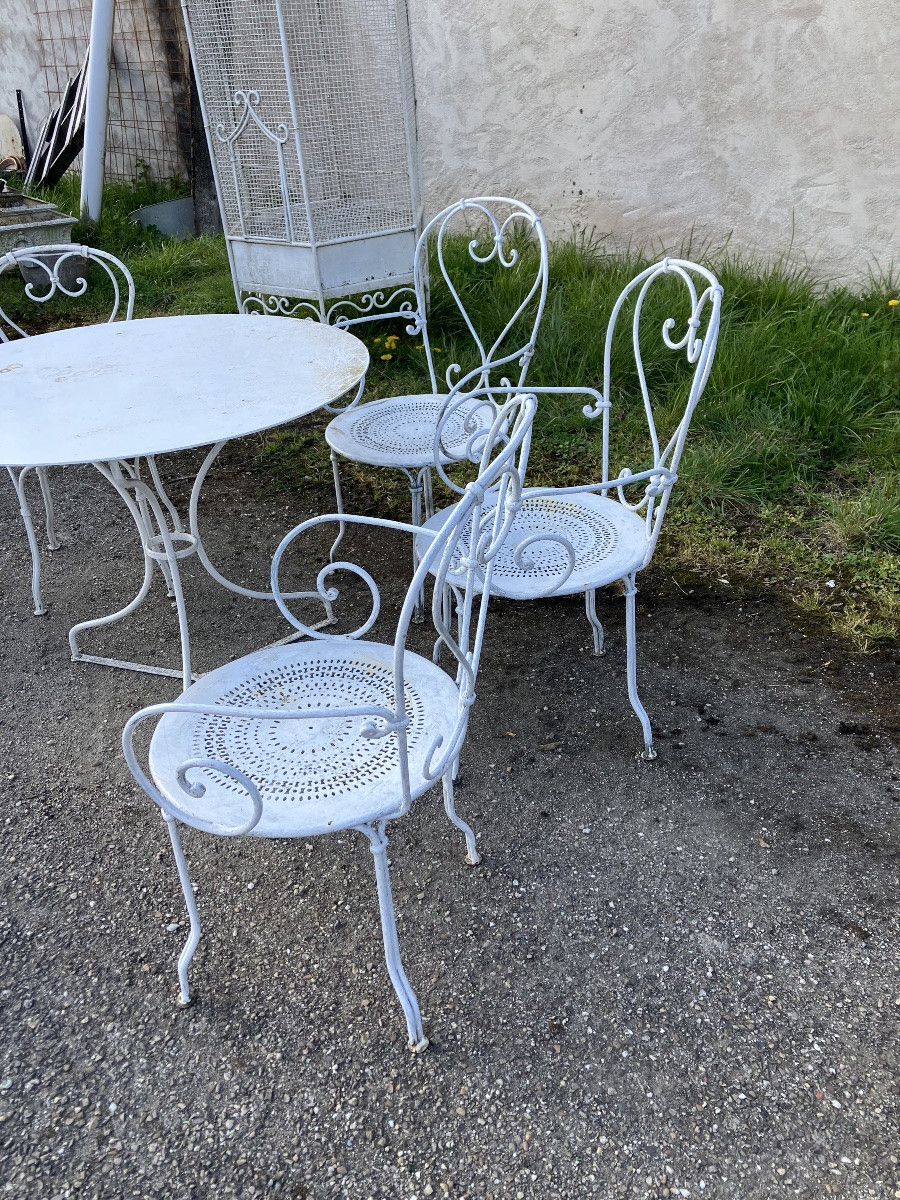 Wrought-iron Garden Furniture 4 Armchairs 2 Chairs 1 Table-photo-4