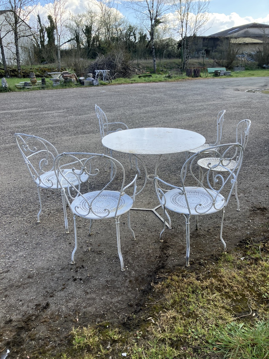 Wrought-iron Garden Furniture 4 Armchairs 2 Chairs 1 Table-photo-5