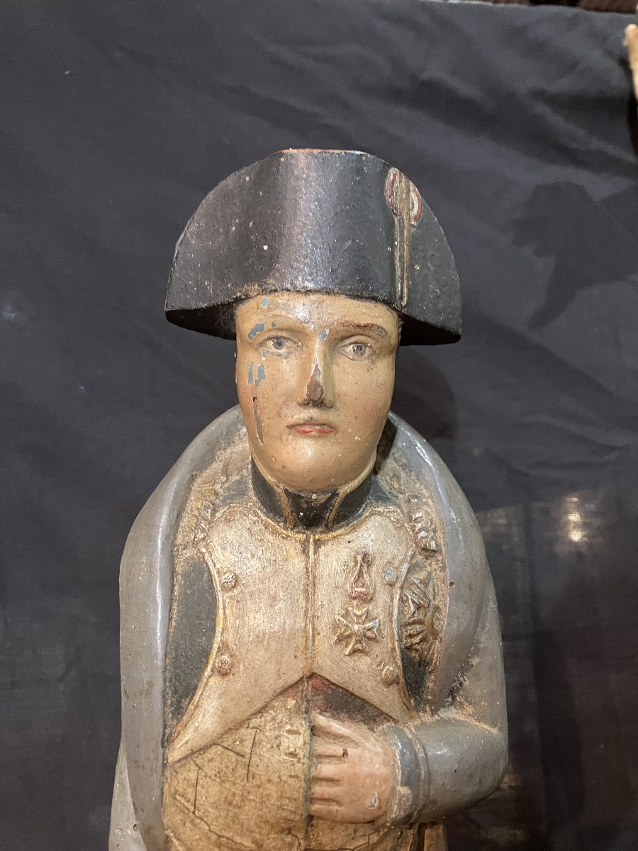 Napoleon In Wood Polychrome Statuette Souvenir Napoléonien Legend Napoléon Bonaparte-photo-2