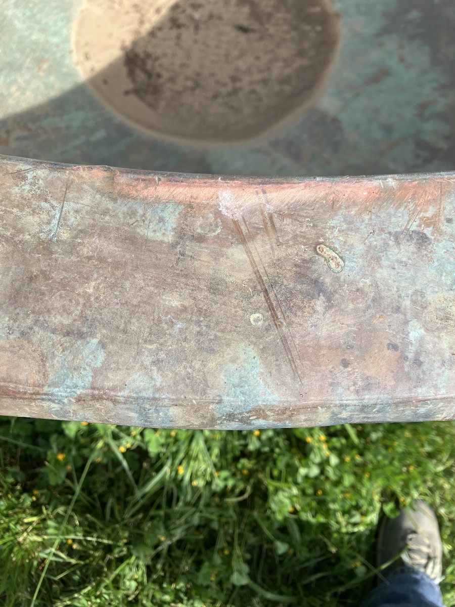 Enorme cuve en cuivre Diamètre 175 cm cuve à fromage comté jardinière bac à plantes vasque -photo-2
