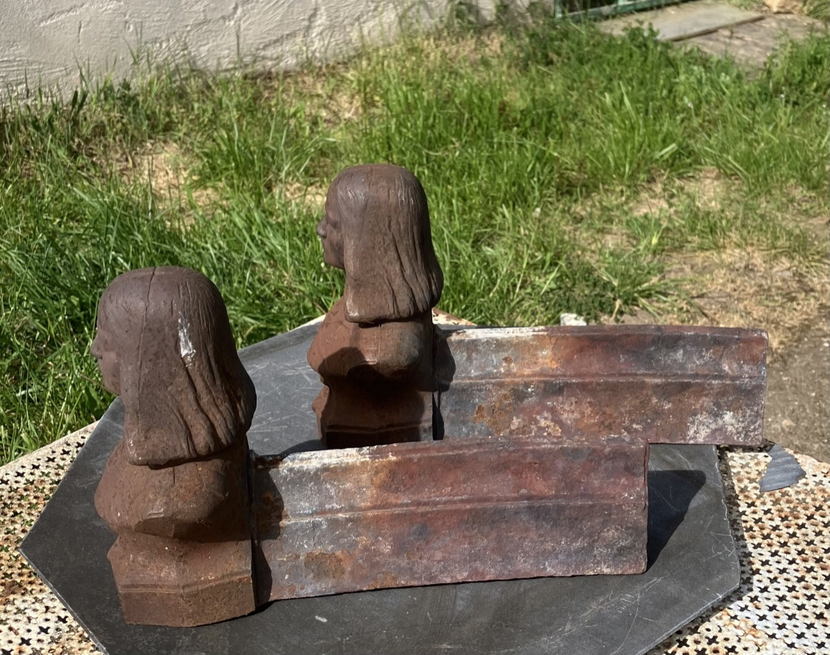 Paire de chenets en fonte Jeanne d'Arc époque XIXème-photo-7