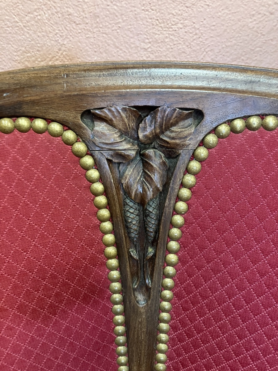 Salon art nouveau 2 fauteuils bergères + canapé Edouard Diot en acajou motif noisetier -photo-1