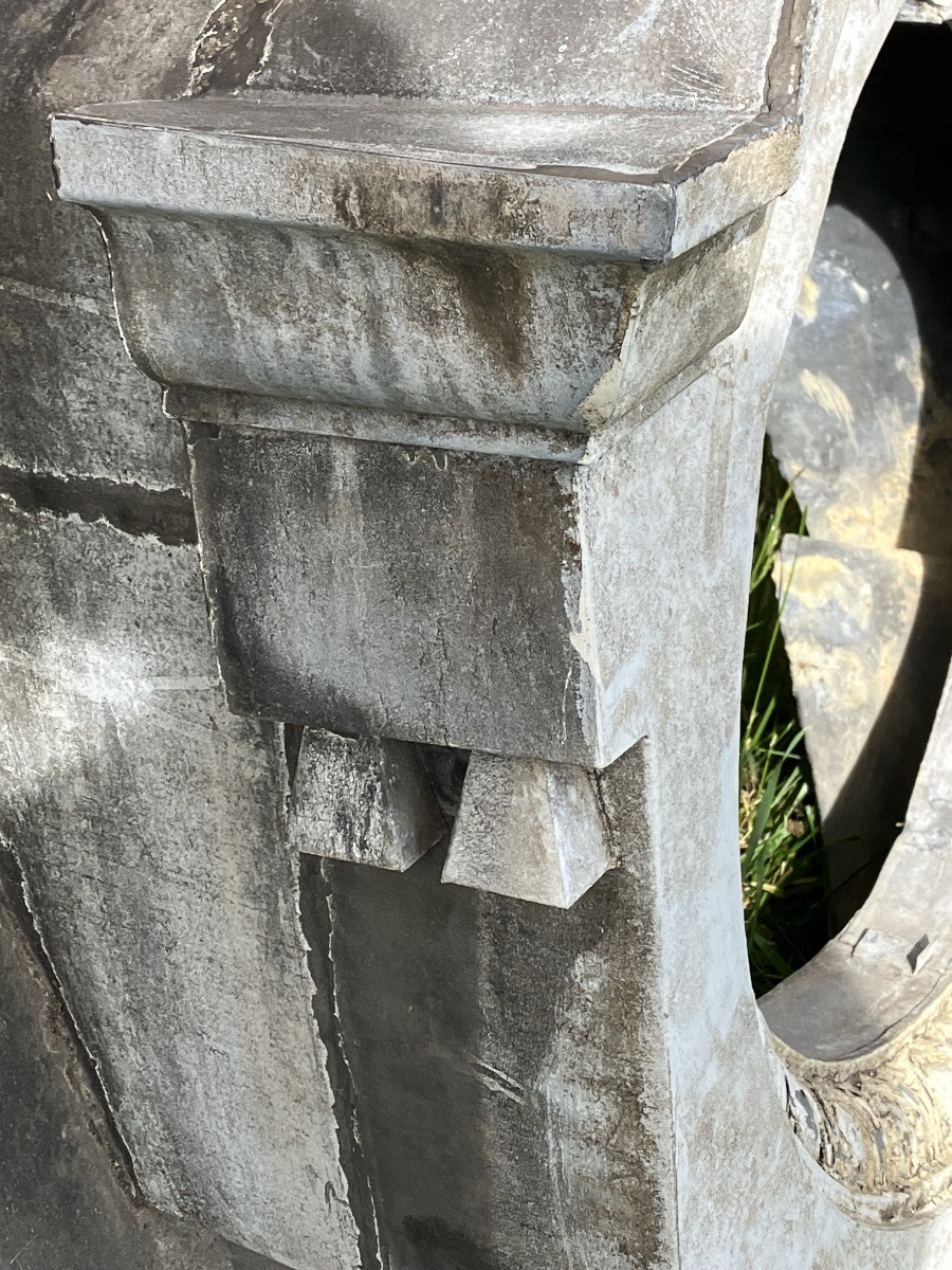 Zinc Bull's Eye 19th Century Garden Decoration Architectural Element-photo-4