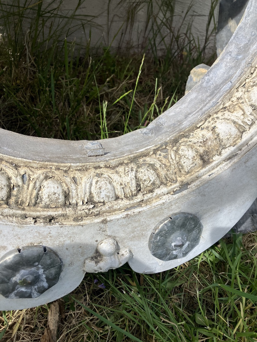 Zinc Bull's Eye 19th Century Garden Decoration Architectural Element-photo-1