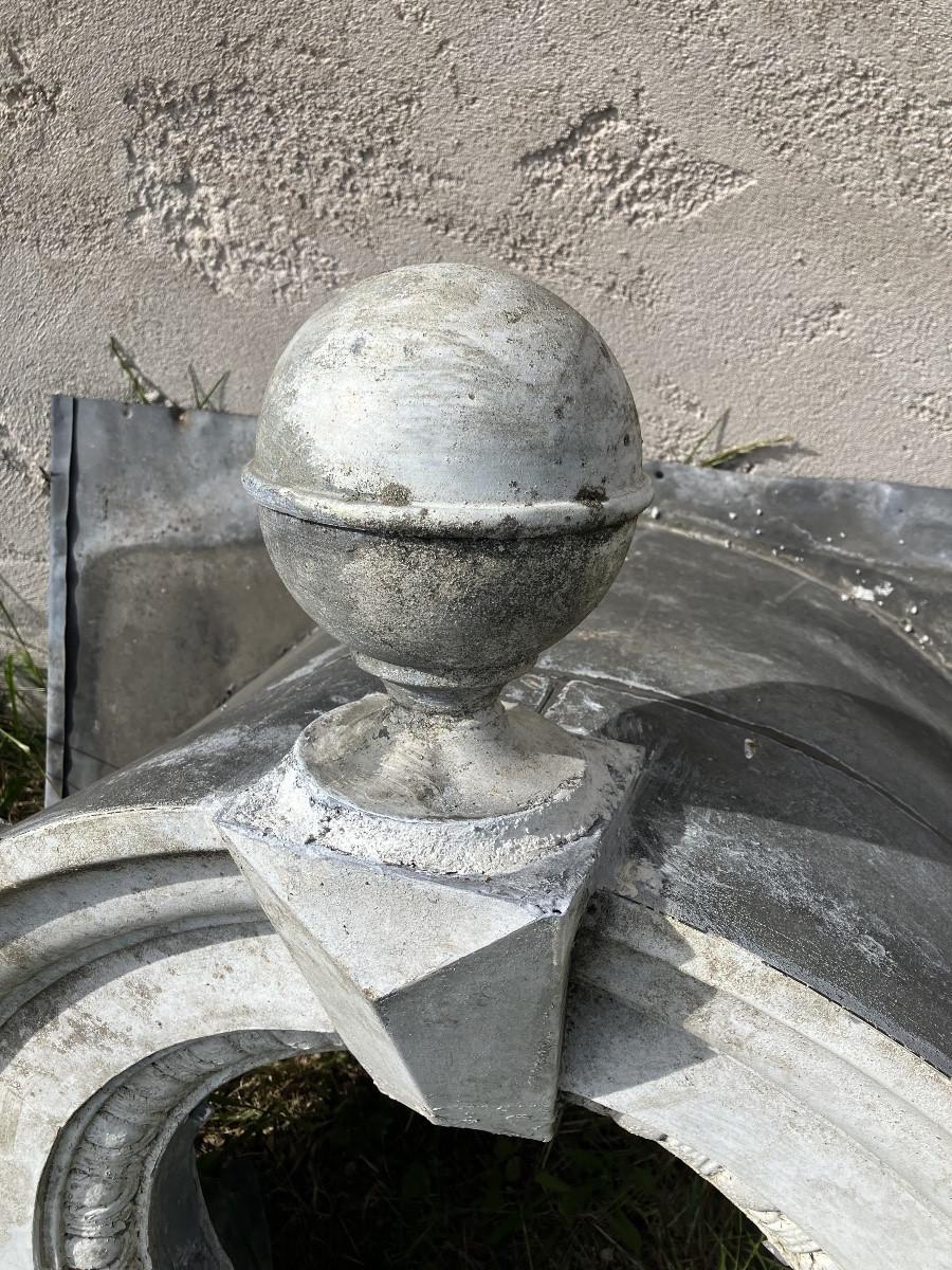 Zinc Bull's Eye 19th Century Garden Decoration Architectural Element-photo-6