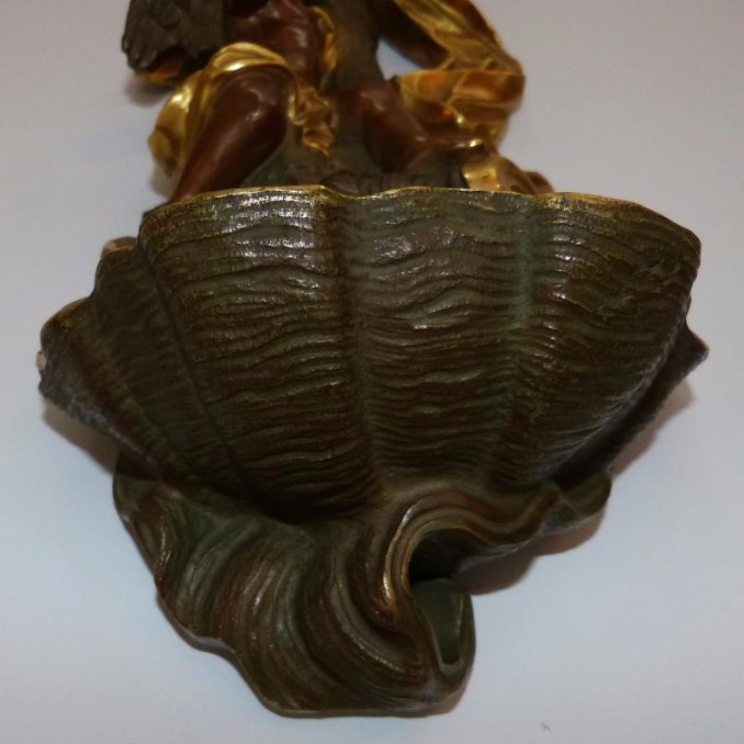 Great Clam In Bronze Putti XIXth S Three Patinas-photo-3