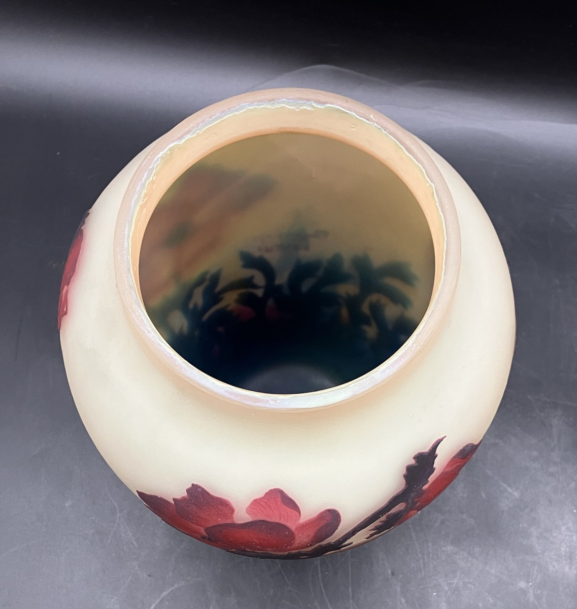 Muller frères Luneville Grand vase Anémones rouges 28,5 cm art nouveau-photo-3