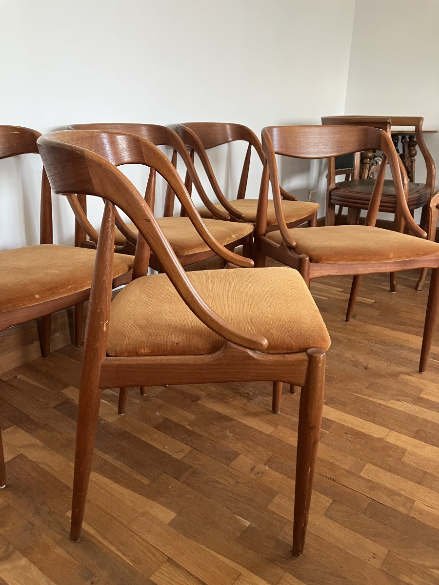 Johannes Andersen Set Of 6 Scandinavian Teak Chairs Model 16 Uldum Mobelfabrik-photo-6