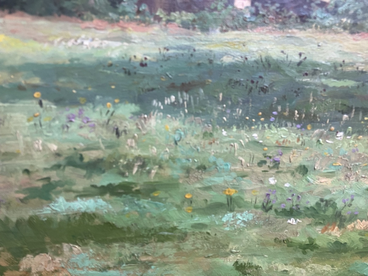 Lucien Quintard Lorraine Landscape With Hens 46 X 65 Cm-photo-1