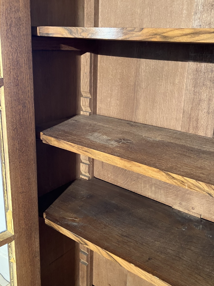 19th Century Walnut Bookcase With Blown Glass, Easy To Dismantle-photo-1