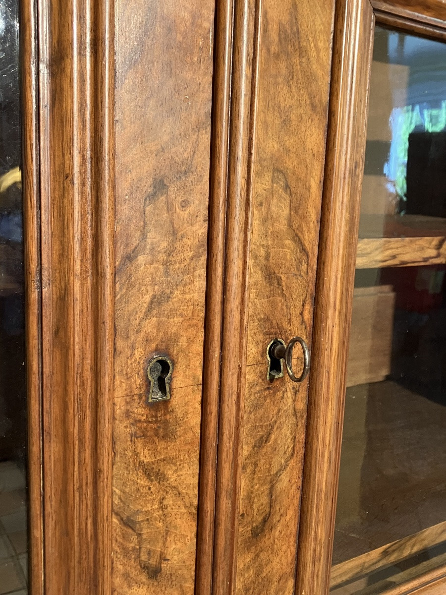 19th Century Walnut Bookcase With Blown Glass, Easy To Dismantle-photo-3