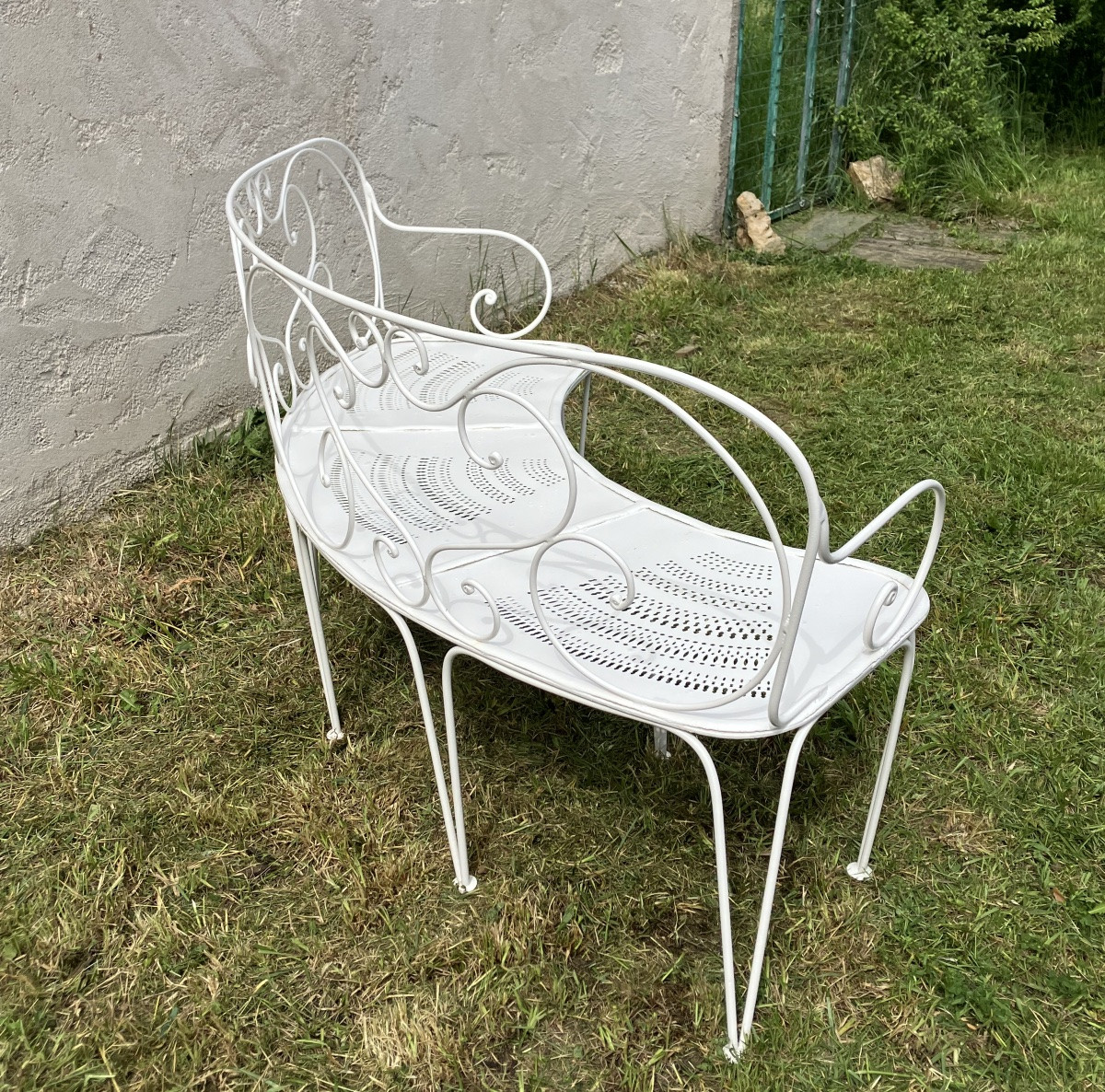 19th Century Round Garden Bench In Powder-coated Wrought Iron-photo-4