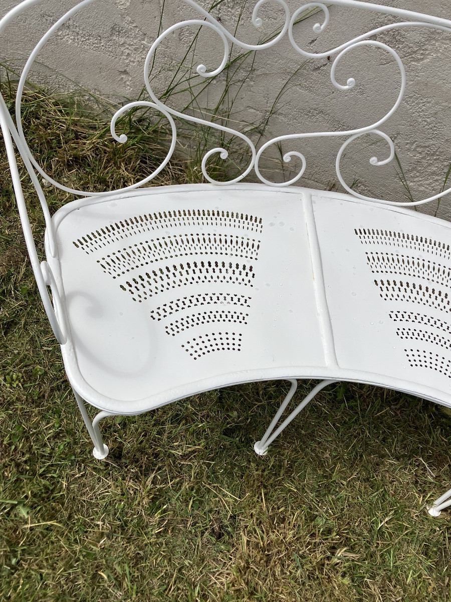 19th Century Round Garden Bench In Powder-coated Wrought Iron-photo-5